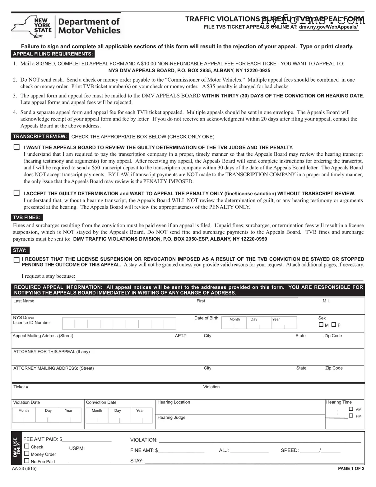 Fill a Valid Aa 33 New York Template