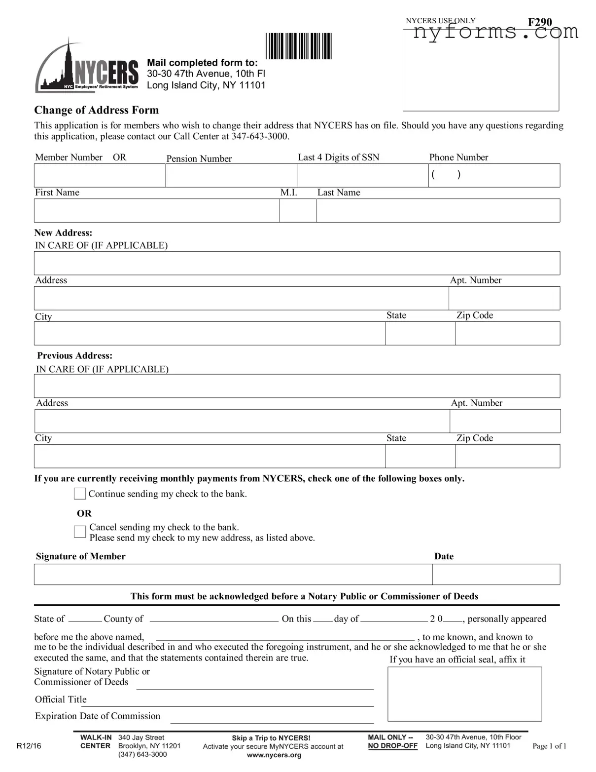Fill a Valid Address Nycers Template