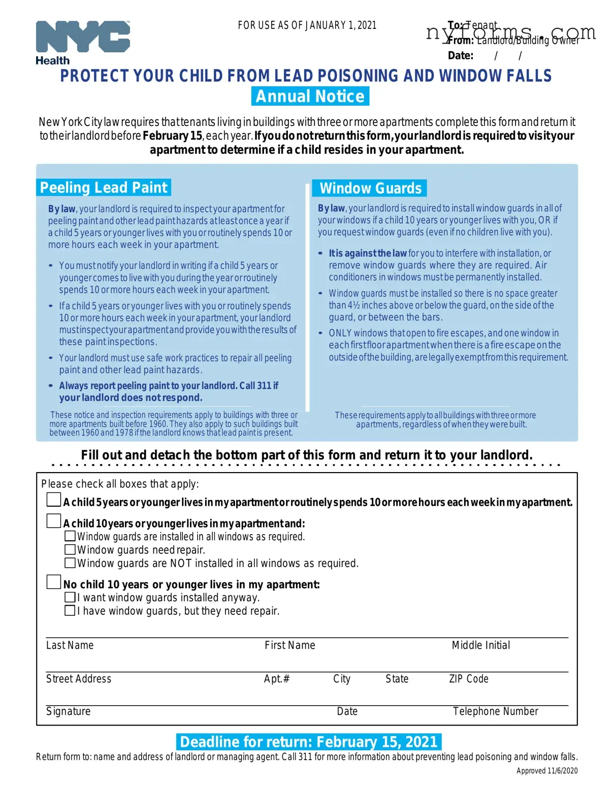 Fill a Valid Annual Notice Nyc Template