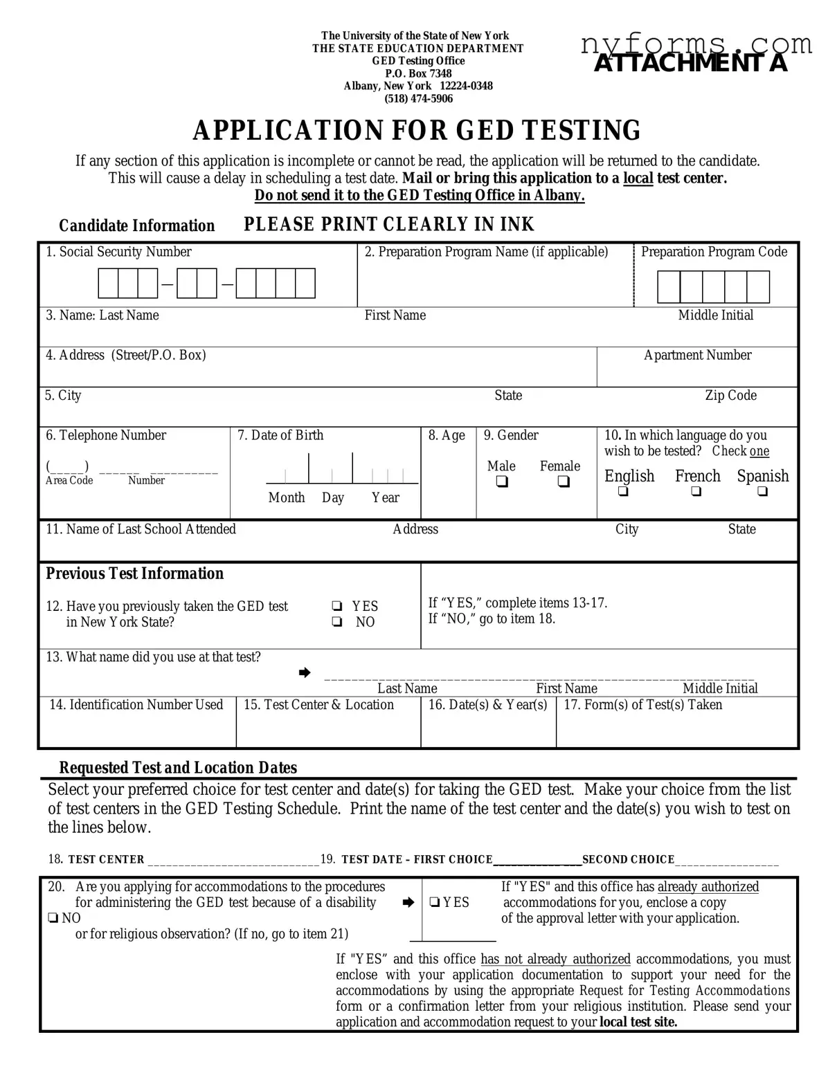 Fill a Valid Ged Application Nyc Template