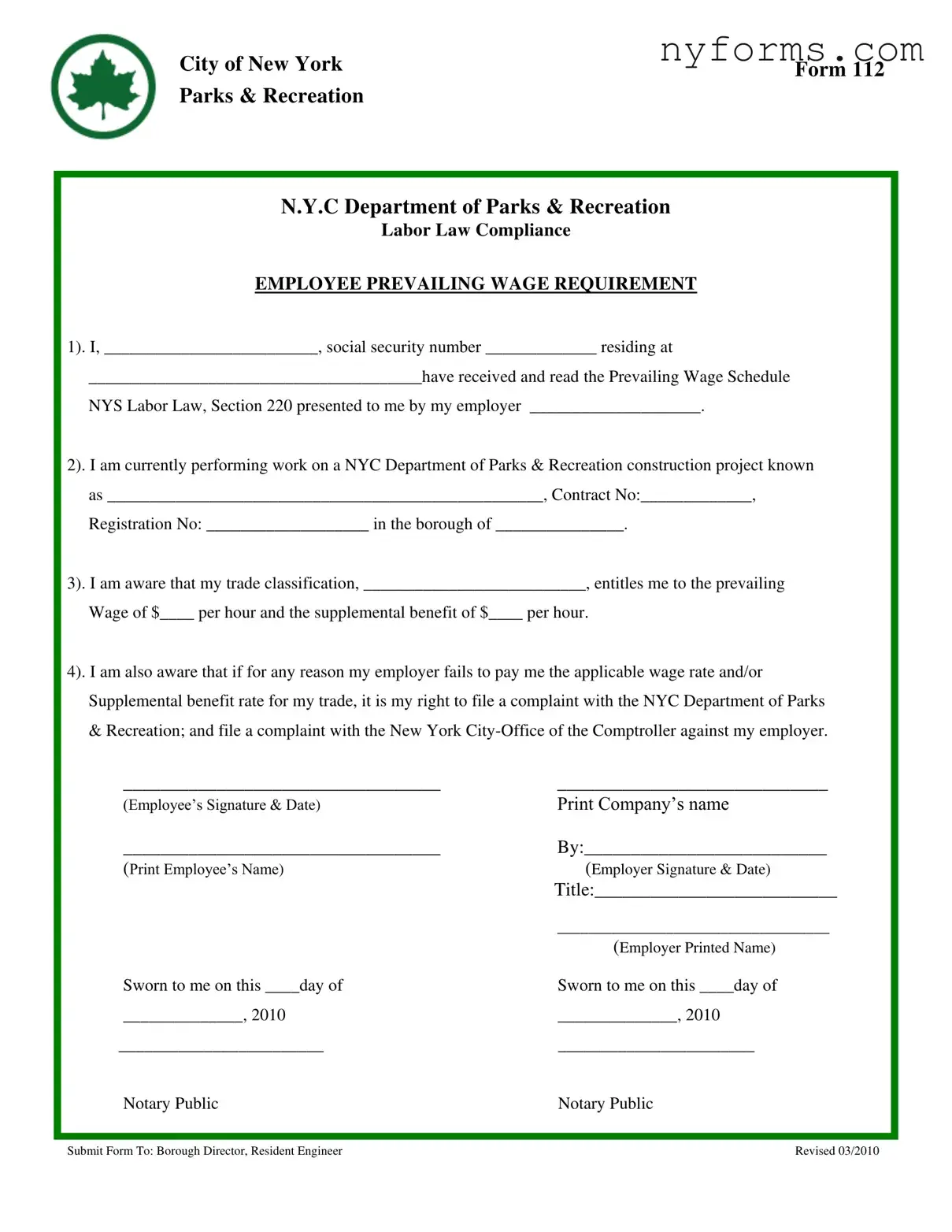Fill a Valid New York 112 Template