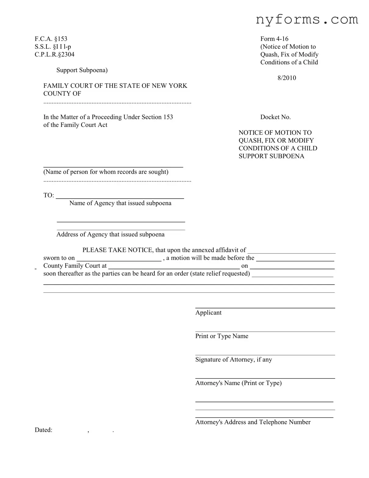 Fill a Valid New York 4 16 Template