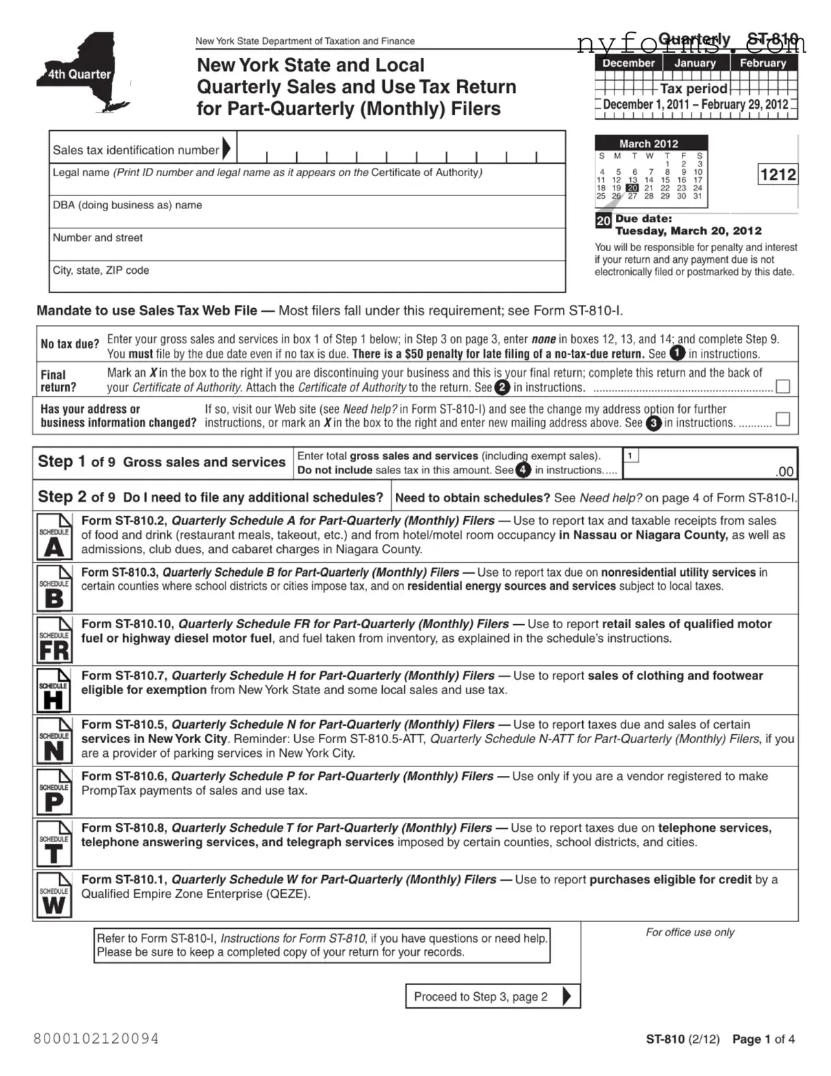 Fill a Valid New York 810 Template