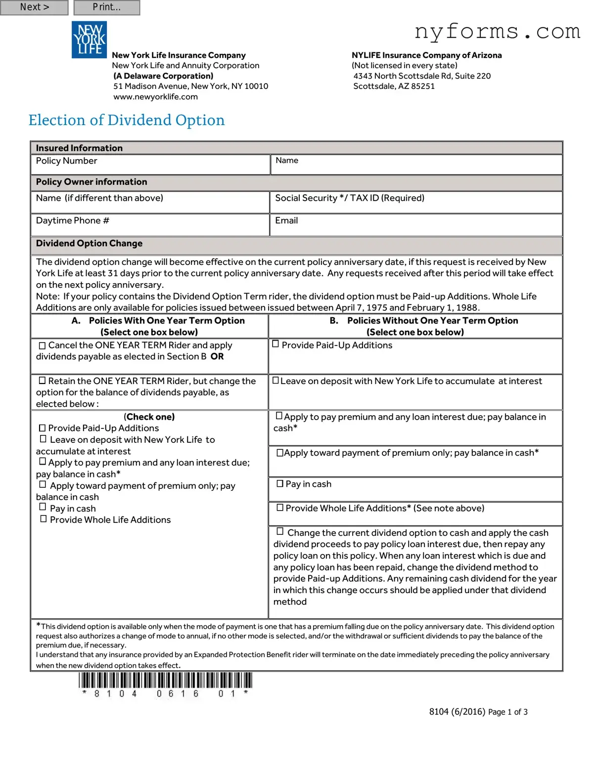 Fill a Valid New York 8104 Template