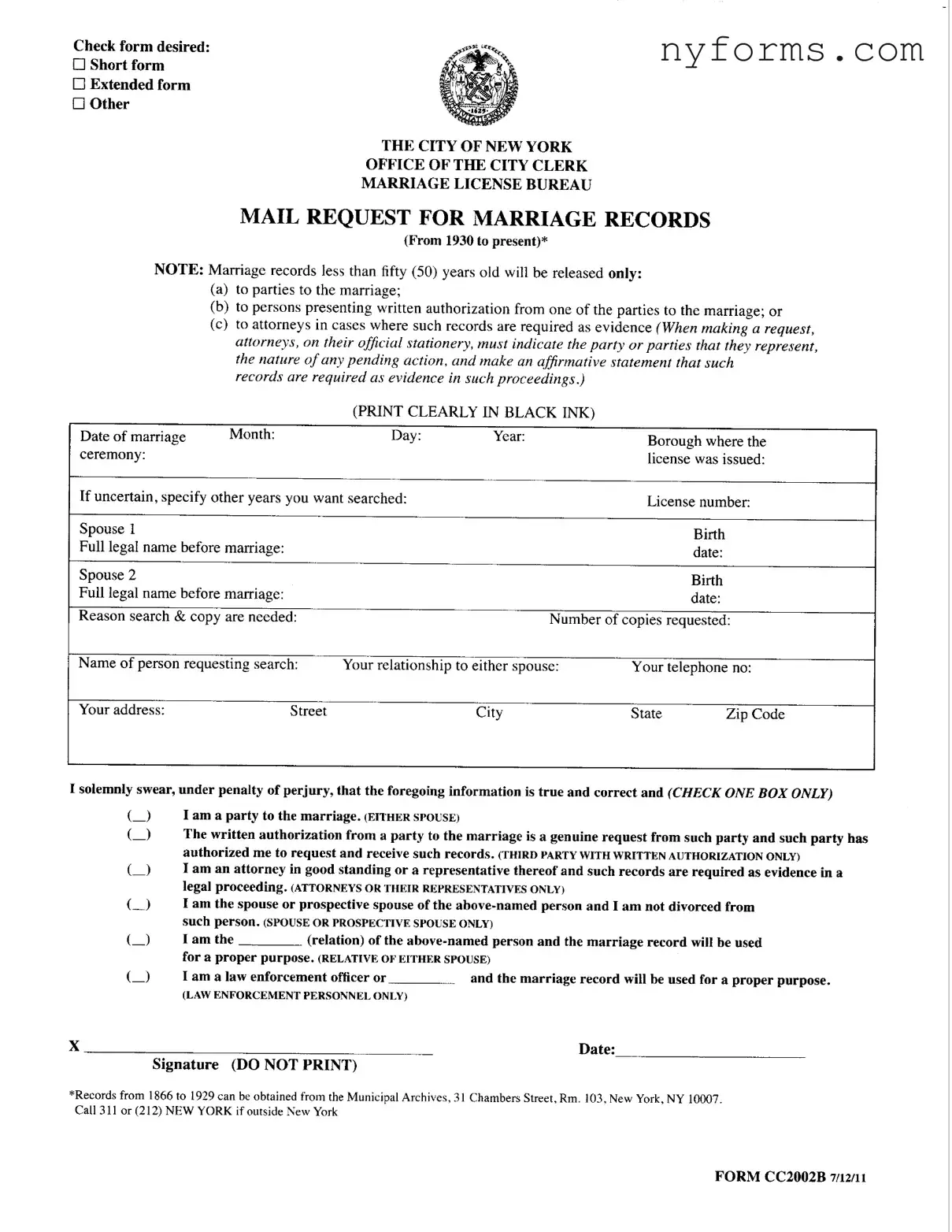 Fill a Valid New York Cc2002B Template