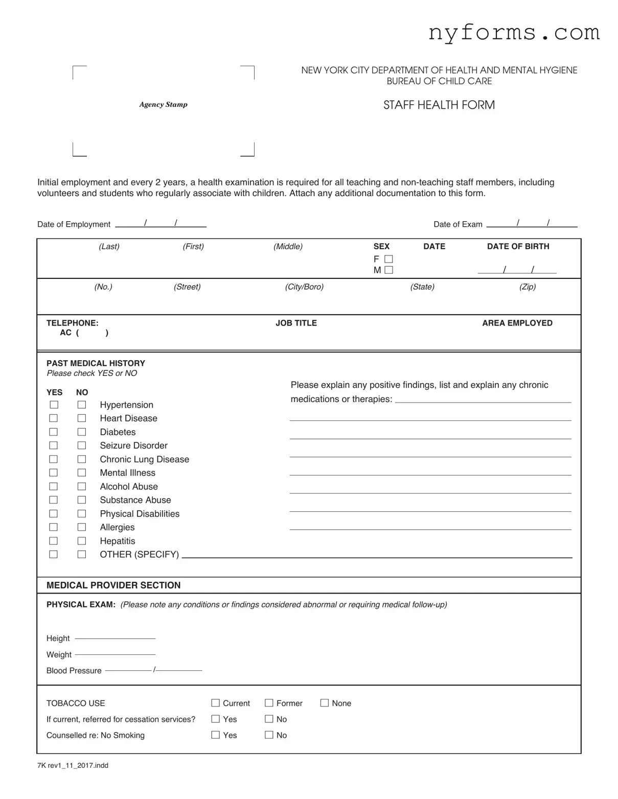 Fill a Valid New York Daycare Annual Staff Template