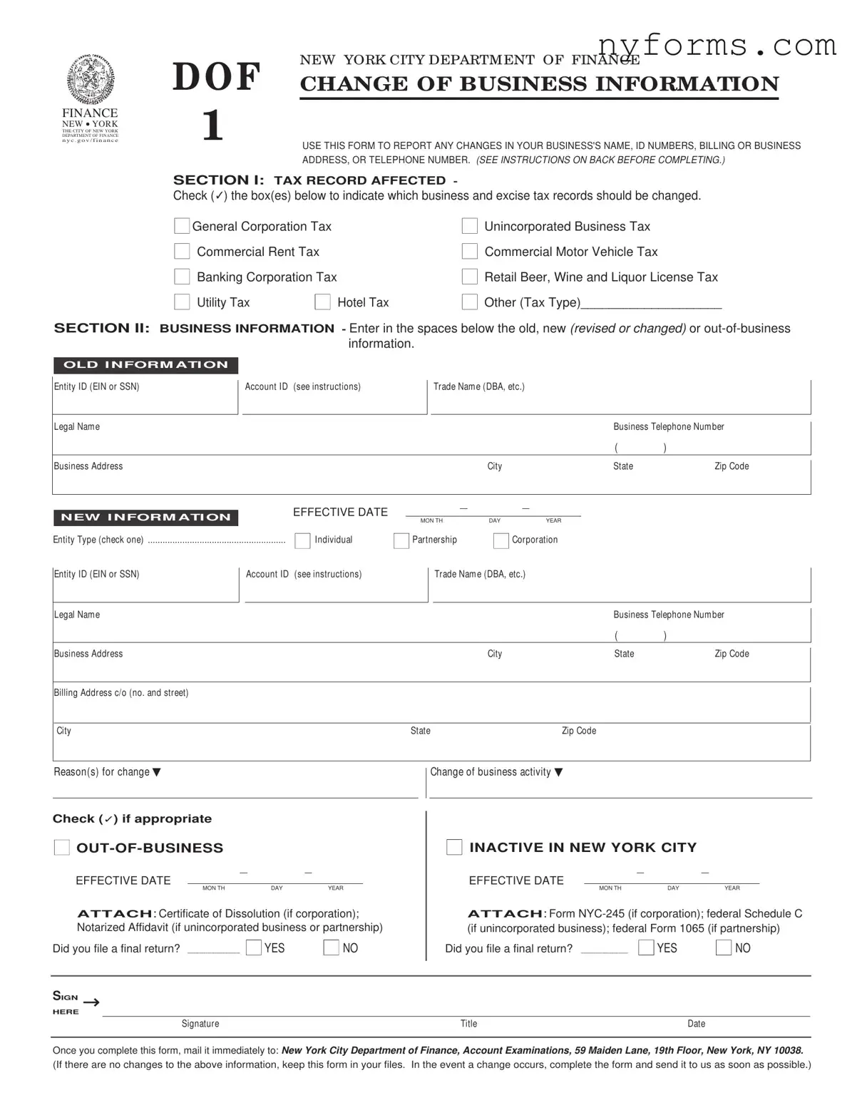 Fill a Valid New York Dof 1 Template