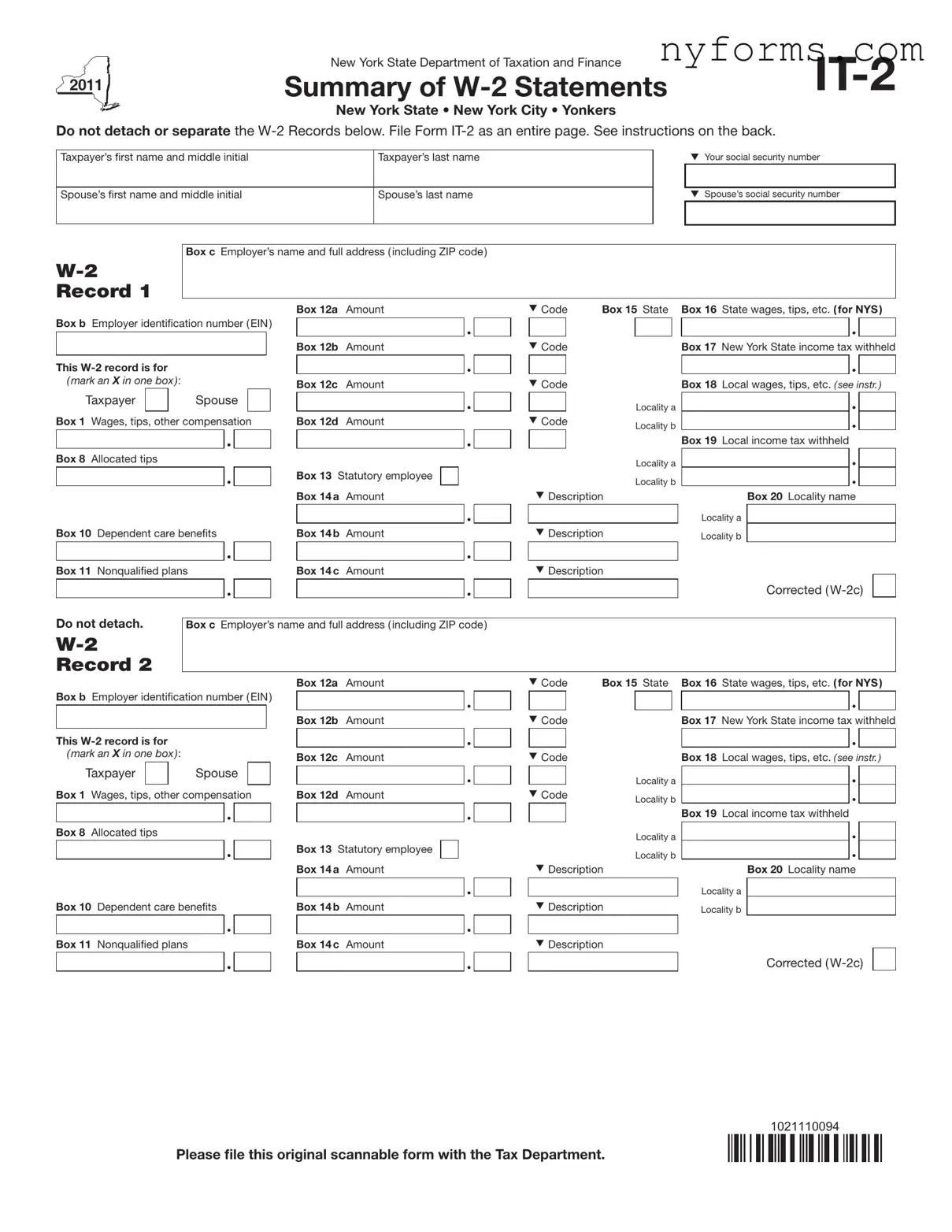 Fill a Valid New York It 2 Template