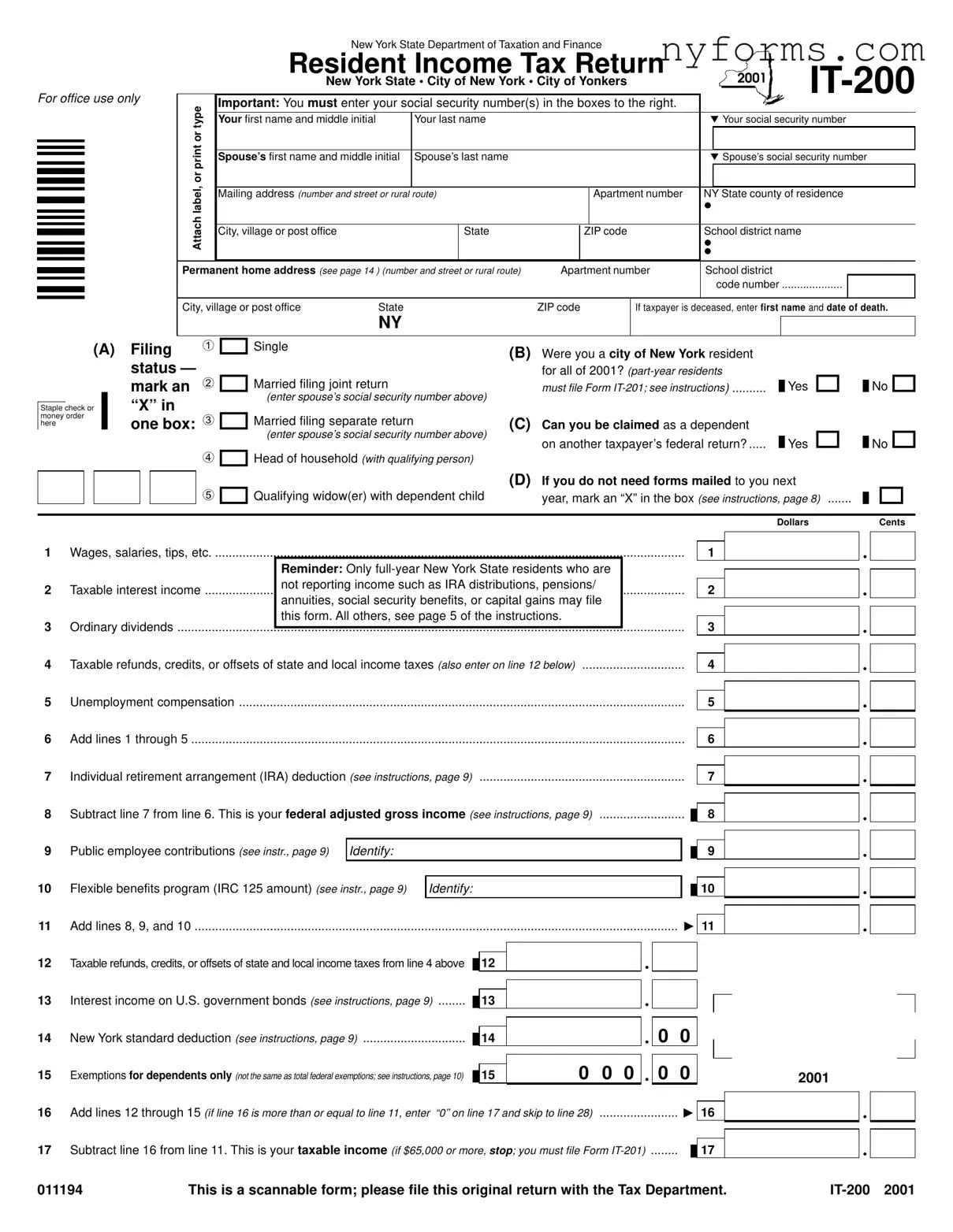 Fill a Valid New York It 200 Template
