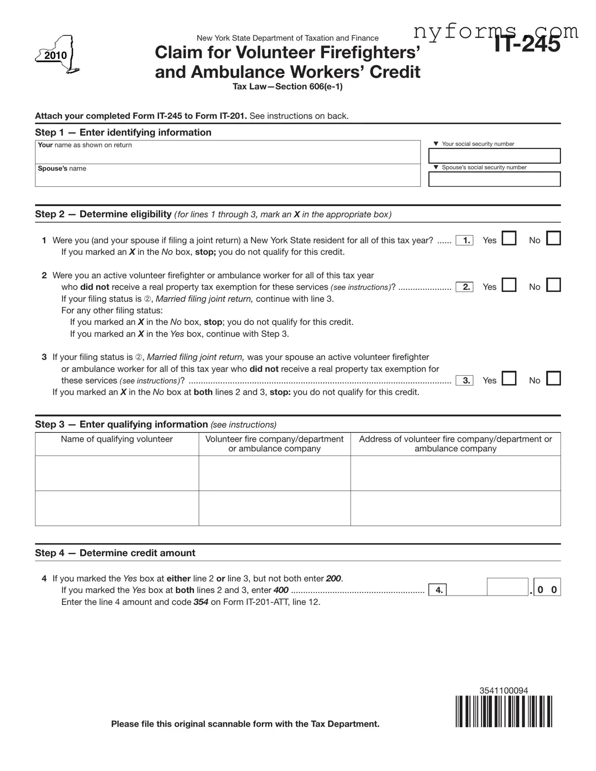 Fill a Valid New York It 245 Template