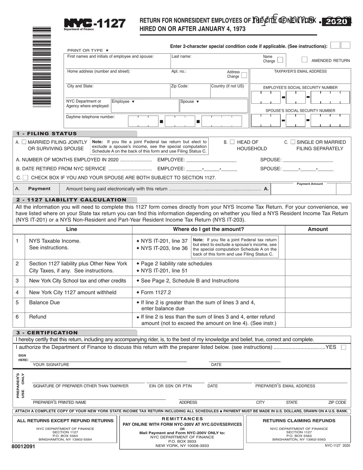 Fill a Valid Nyc 1127 Template