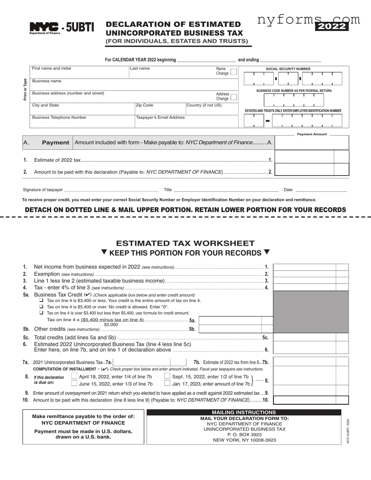 Fill a Valid Nyc 5Ubti Template