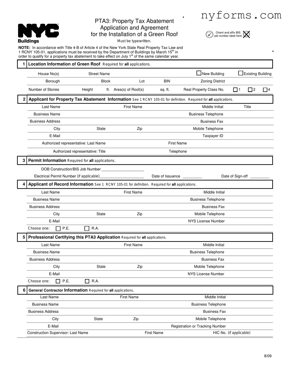 Fill a Valid Nyc Buildings Pta3 Template