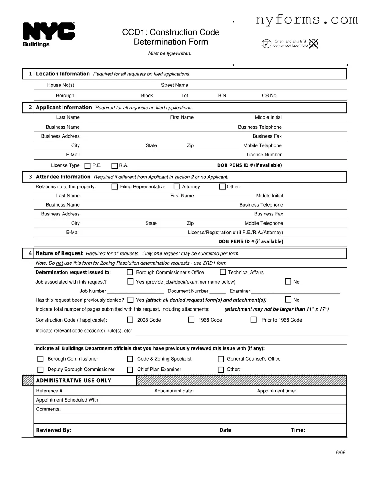 Fill a Valid Nyc Ccd1 Template