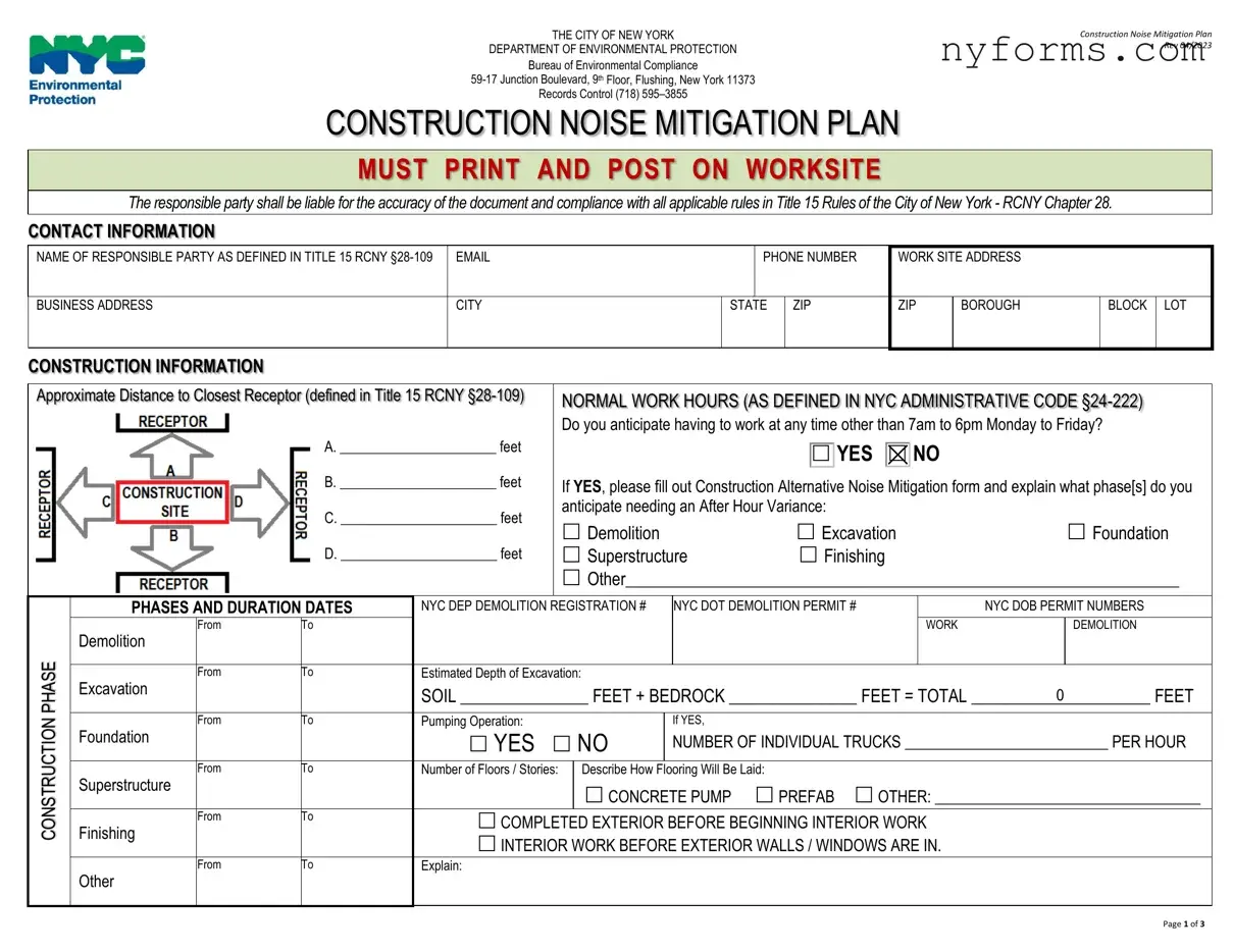 Fill a Valid Nyc Dep Noise Mitigation Plan Template
