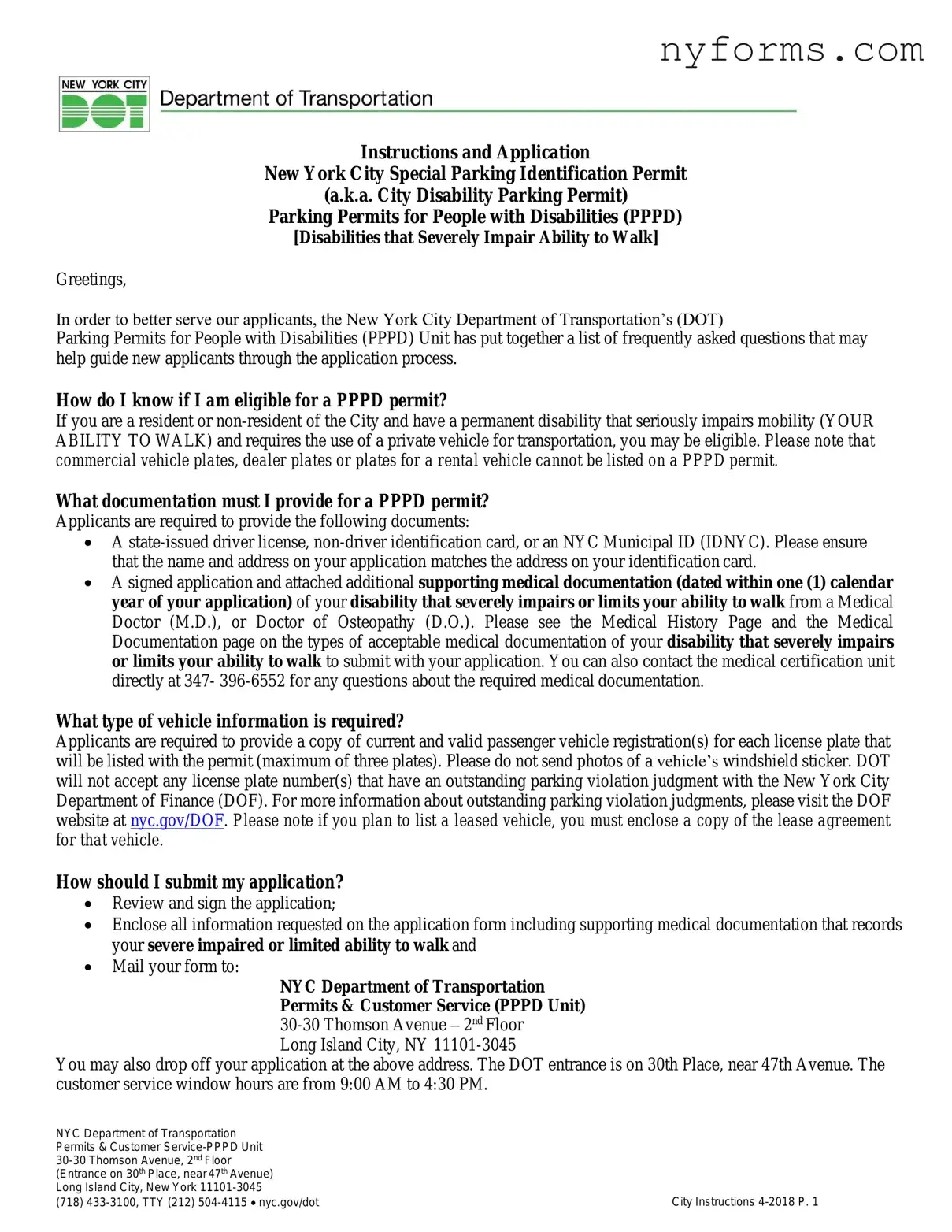Fill a Valid NYC disability parking permit Template