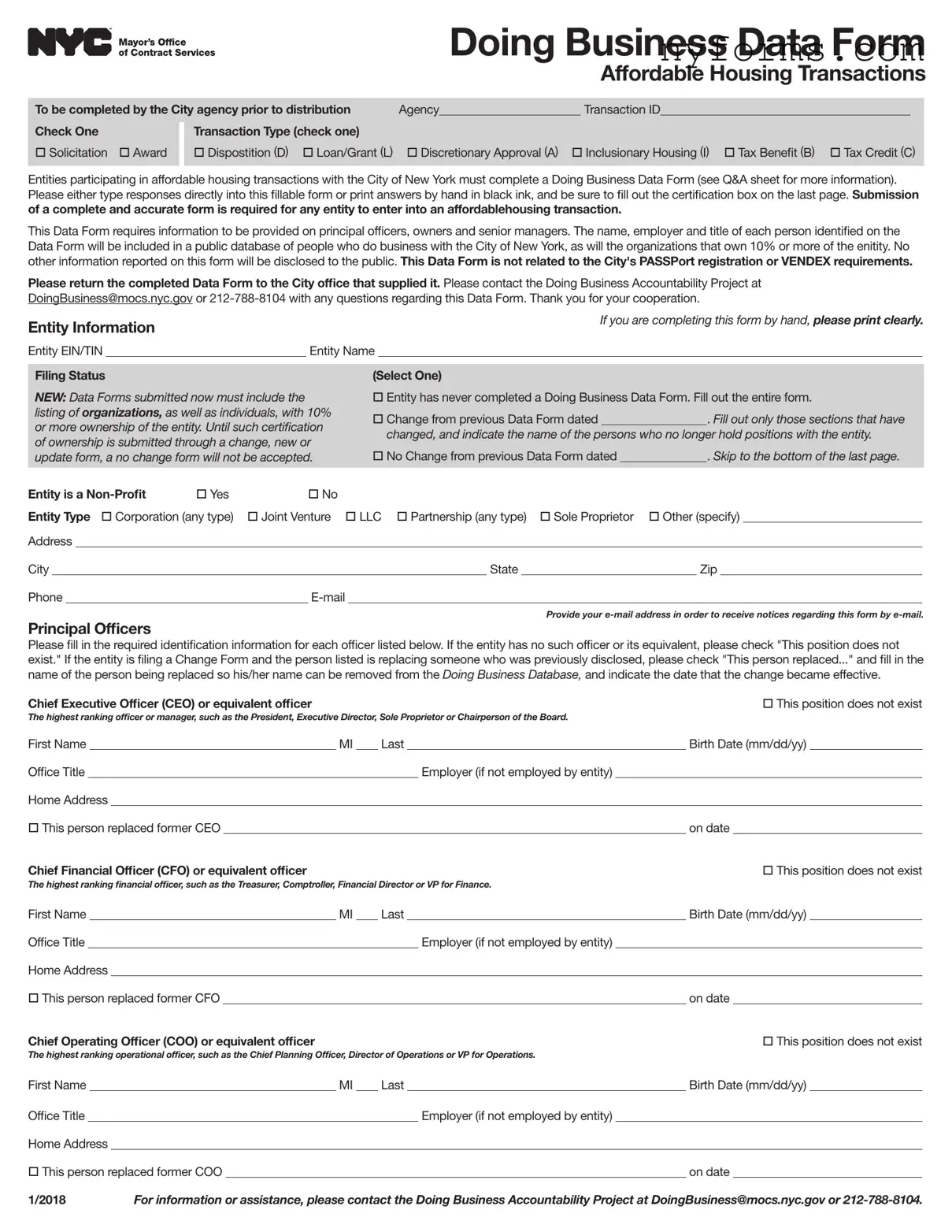 Fill a Valid Nyc Doing Business Data Template
