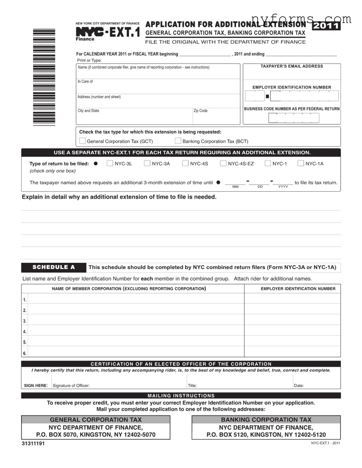 Fill a Valid Nyc Ext 1 Template