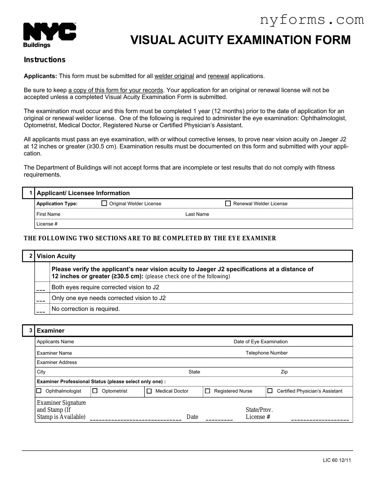 Fill a Valid Nyc Lic 60 Template