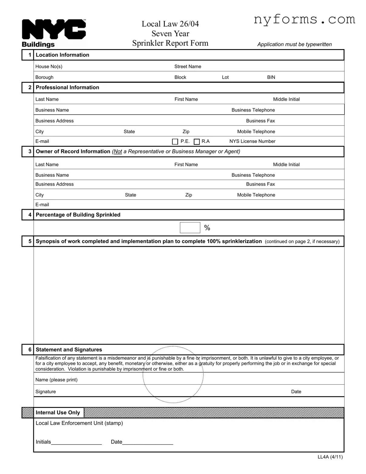 Fill a Valid Nyc Ll4A Template