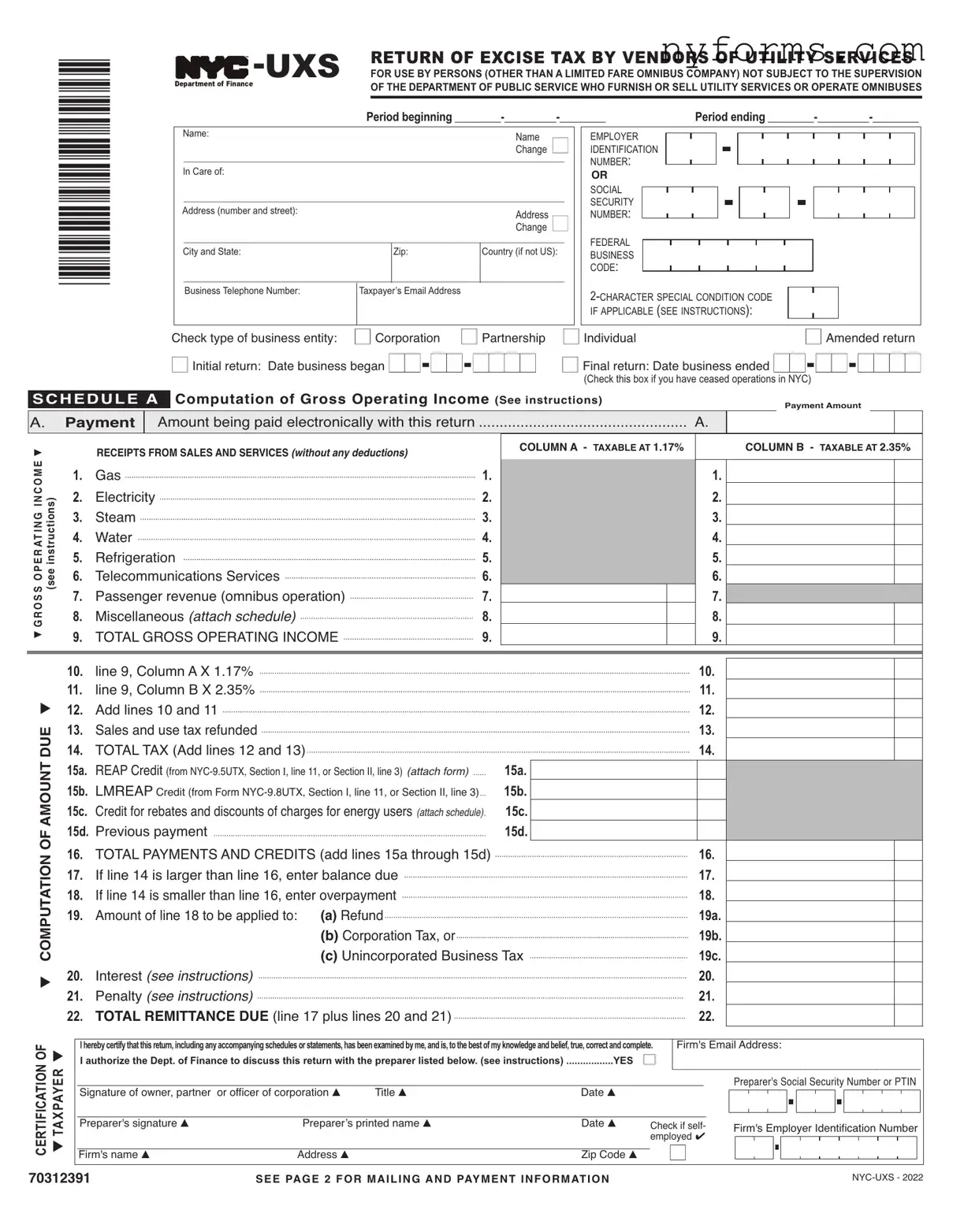 Fill a Valid Nyc Uxs Template