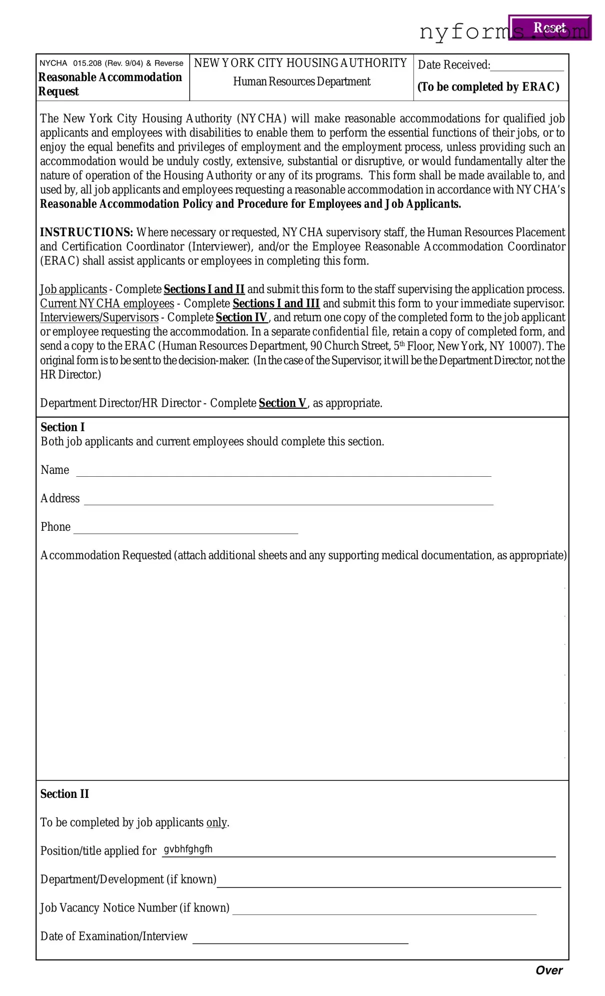Fill a Valid Nycha Employment Application Template