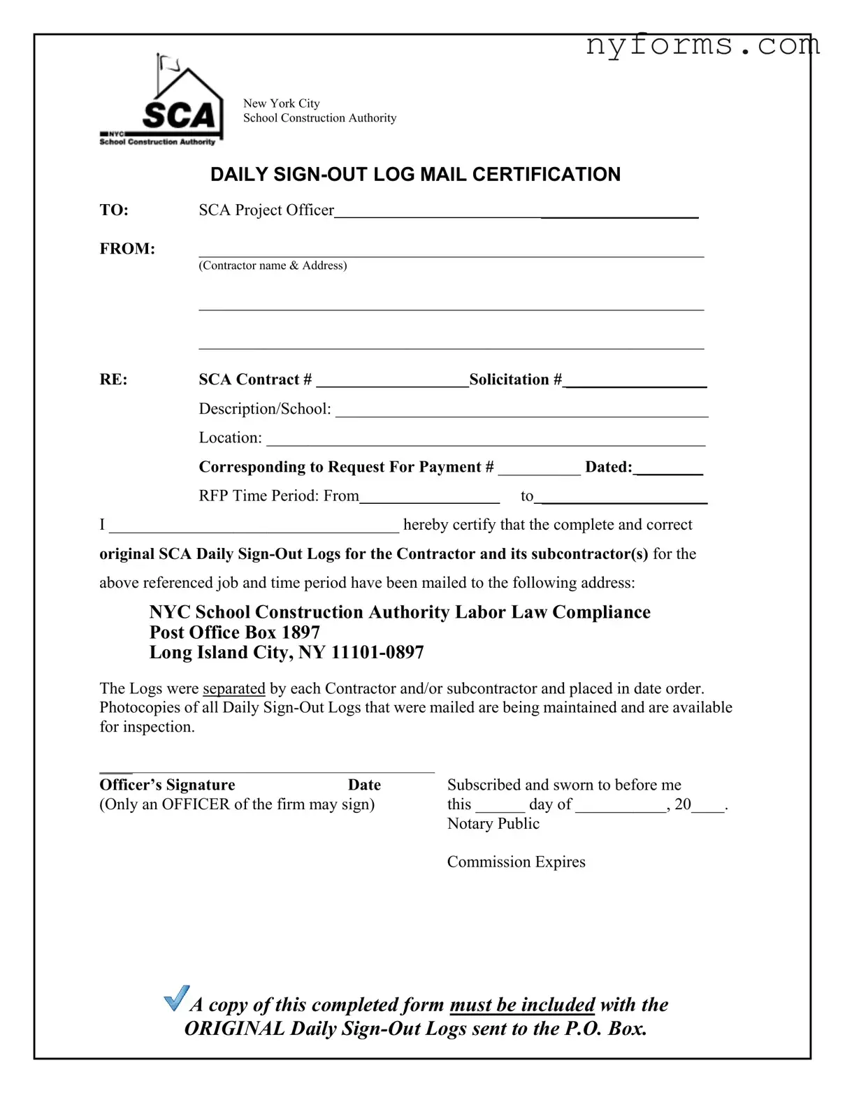 Fill a Valid Nycsca Daily Template