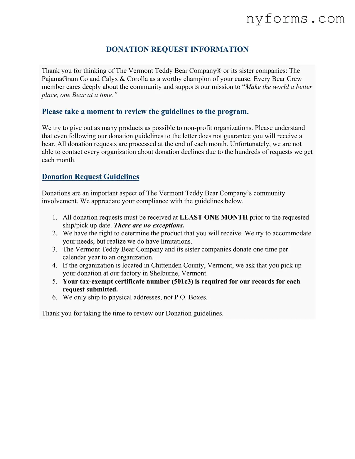 Fill a Valid Product Donation Request Nyc Template