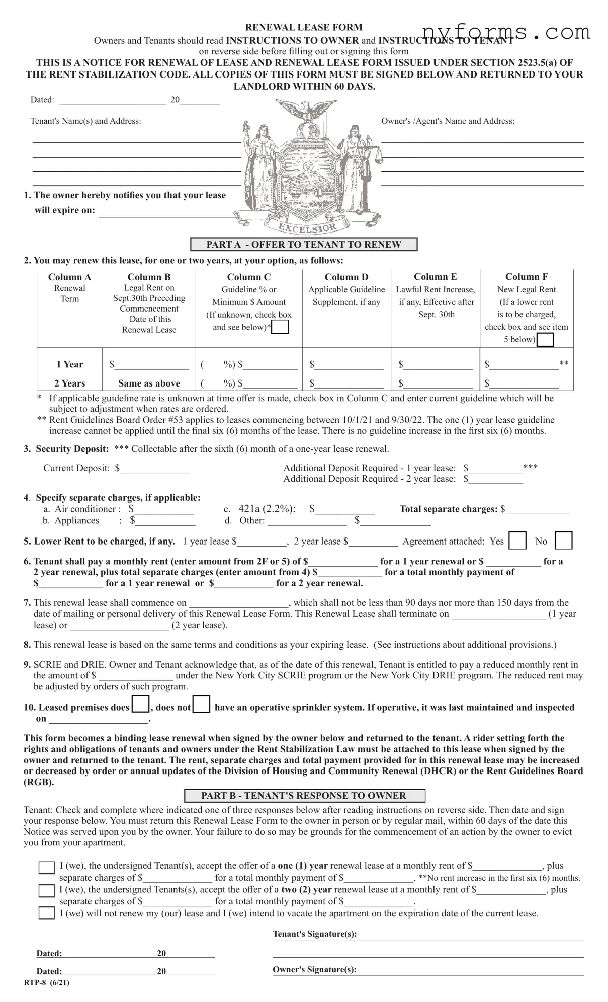 Fill a Valid Renewal Lease Nyc Template