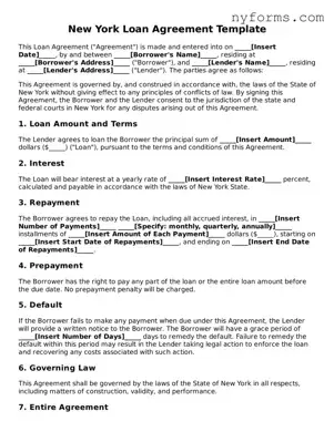 Legal Loan Agreement Form for the State of New York