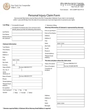 Fill a Valid New York Claim Template