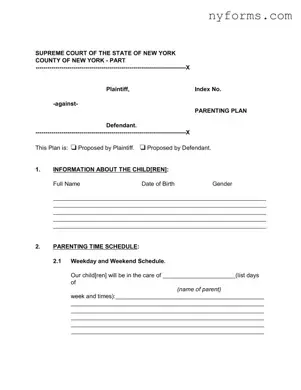 Fill a Valid New York Parenting Plan Template