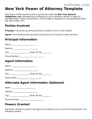 Legal Power of Attorney Form for the State of New York