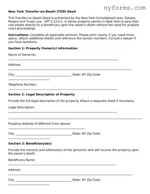 Legal Transfer-on-Death Deed Form for the State of New York