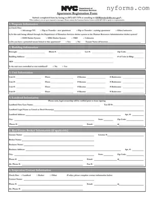 Fill a Valid Nyc Apartment Registration Template