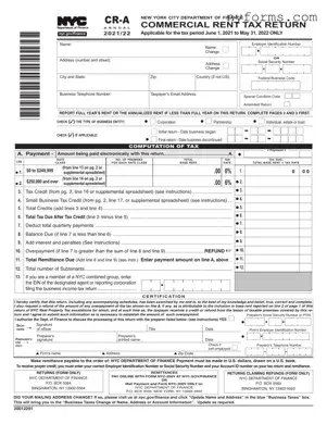 Fill a Valid Nyc Commercial Rents Tax Return Template