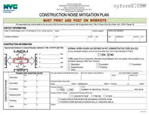 Fill a Valid Nyc Dep Noise Mitigation Plan Template