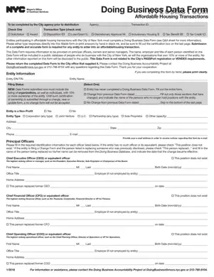 Fill a Valid Nyc Doing Business Data Template