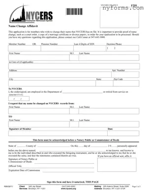 Fill a Valid Nycers F291 Template