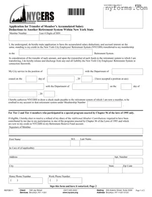 Fill a Valid Nycers F321 Template