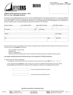 Fill a Valid Nycers F351 Template