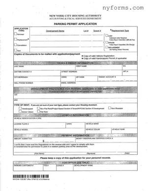 Fill a Valid Nycha Parking Permit Template