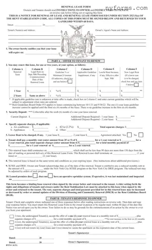 Fill a Valid Renewal Lease Nyc Template