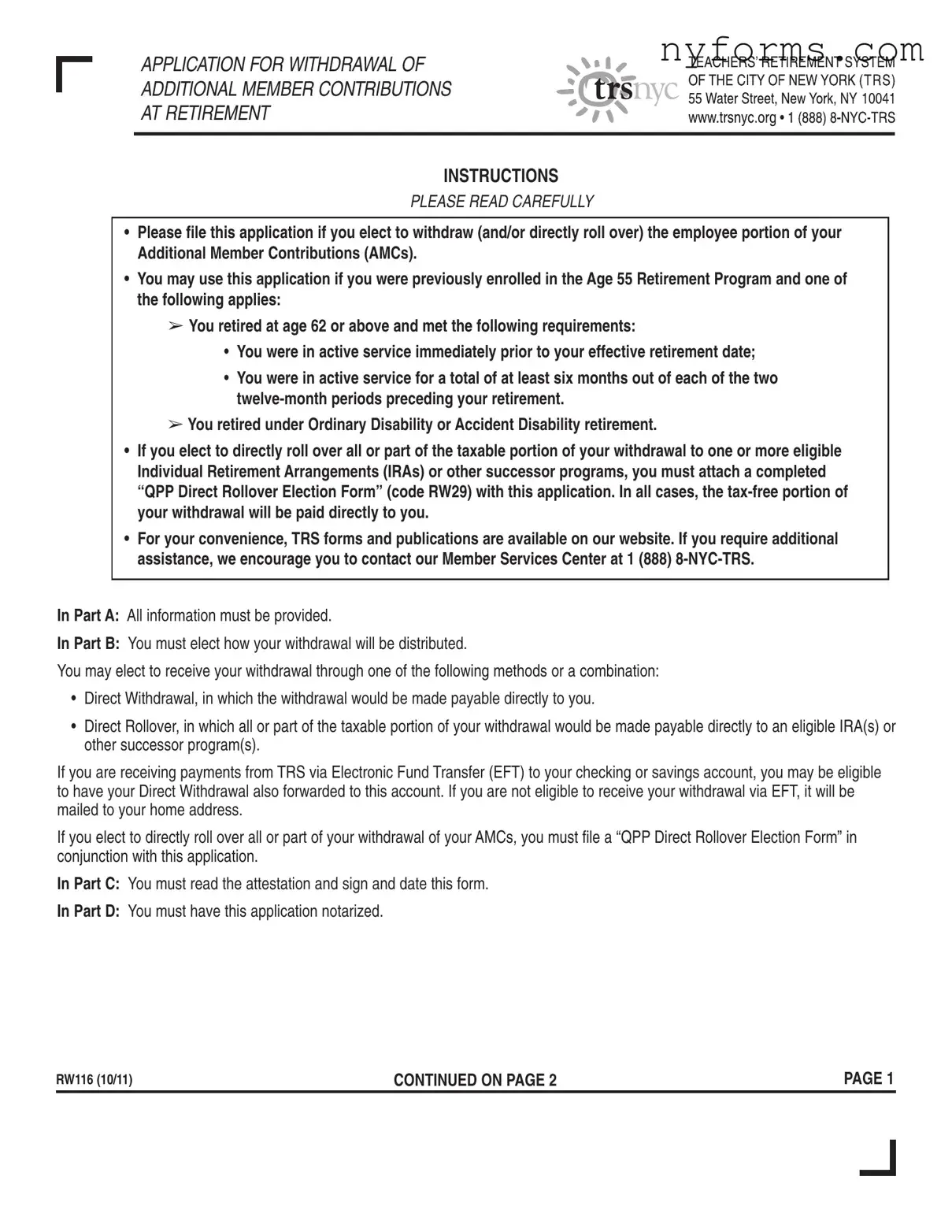 Fill a Valid Trsnyc Rw116 Template