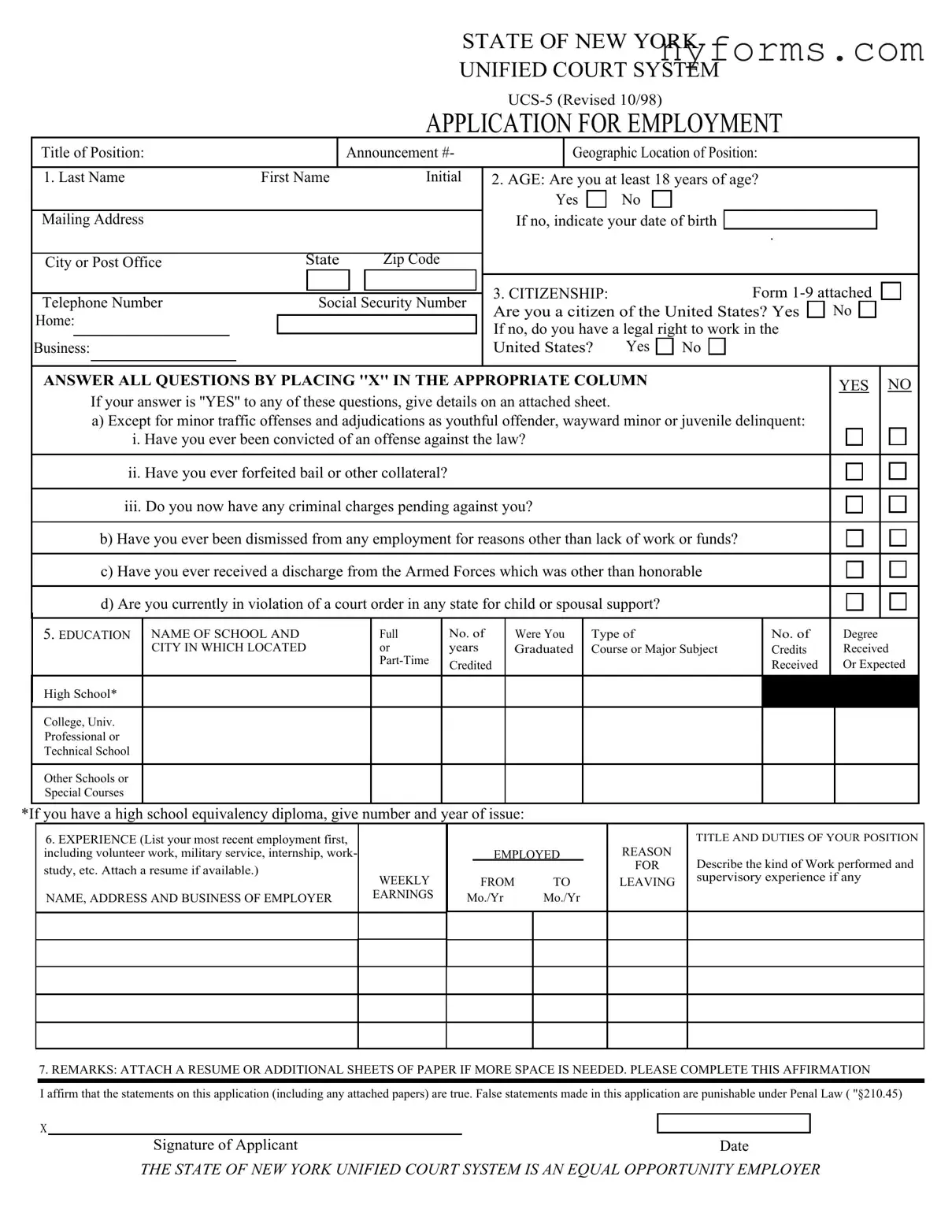 Fill a Valid Ucs 5 New York Template
